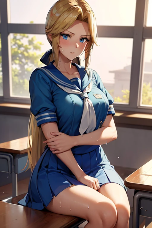 Masterpiece 8k(((((Alice))))) ((woman,The facial expression is accurate,Anime style face,greenish blue eyes )) Group (((((Location: School classroom))))) 8k(((((high school girl))))) (((((The place is school))))) (((((womanは授業を受けている))))) 8k(((((Wet))))) ((The depiction of the breasts is accurate)))8k((I am giving you a letter called a love letter.))