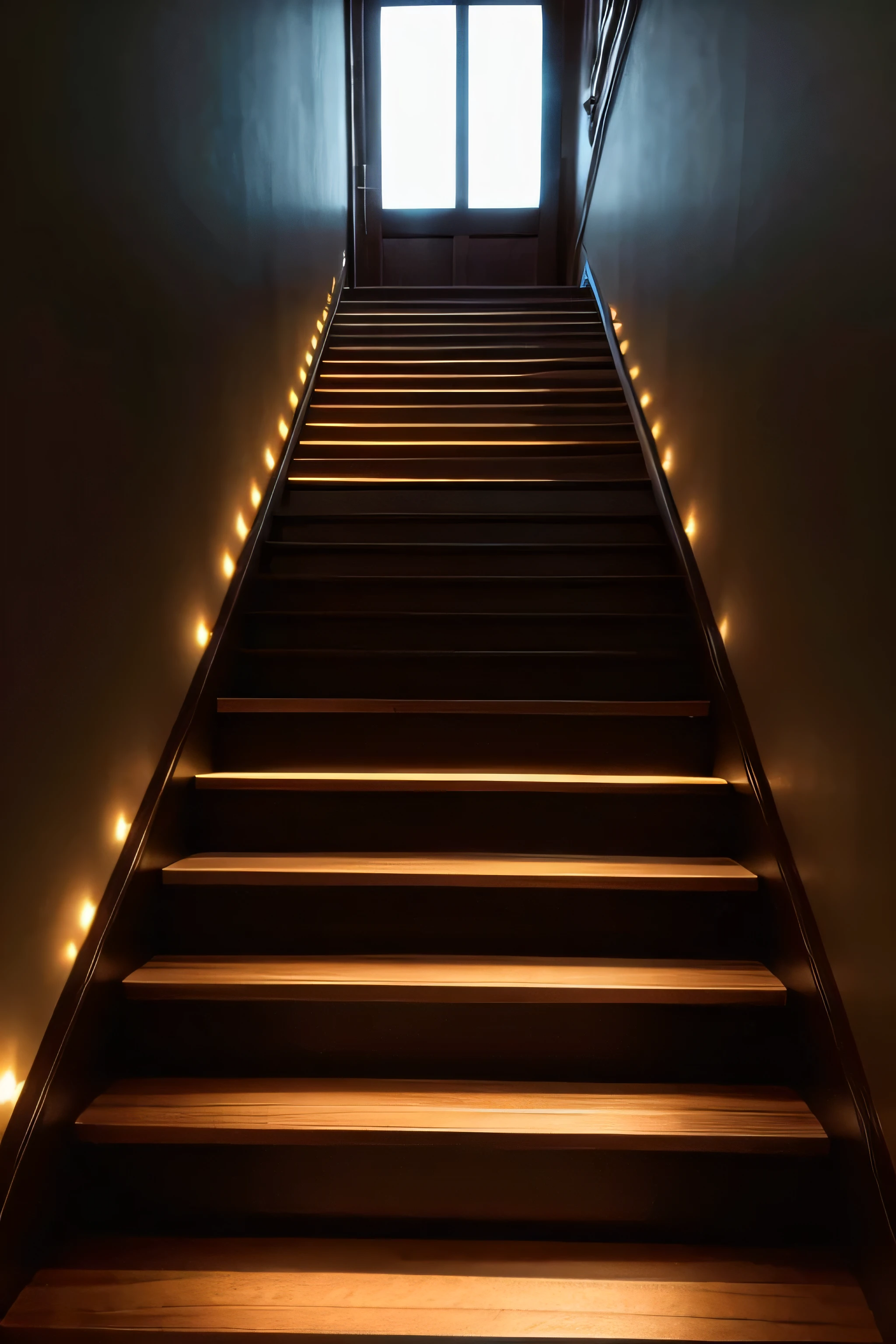 Close-up of glowing stairs
