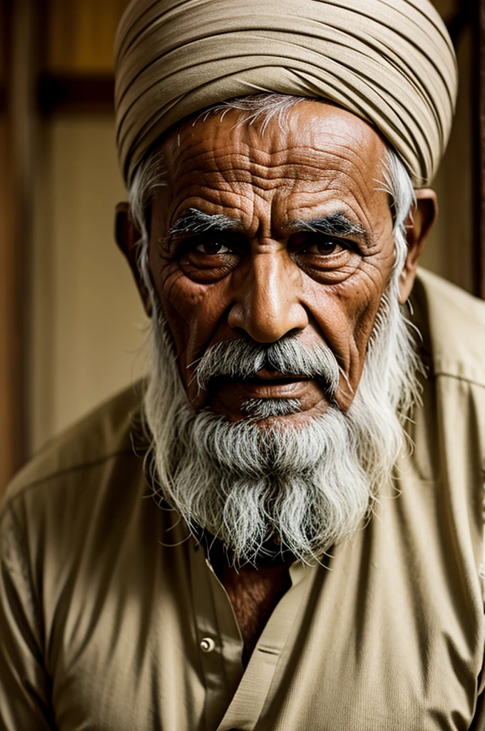 Generate an image of a Pakistani old man