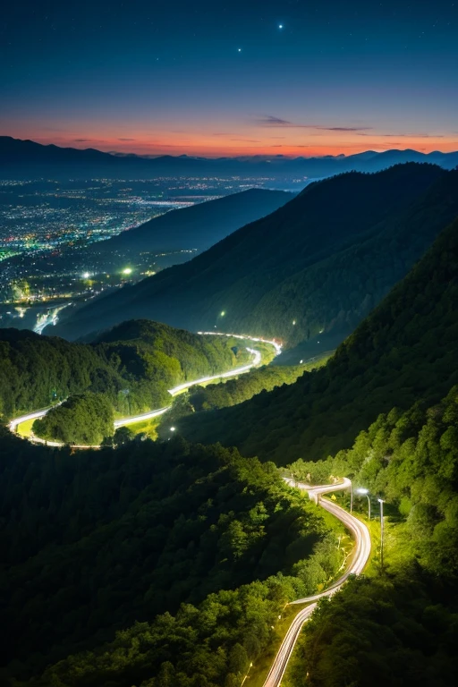 Mountain、green、night