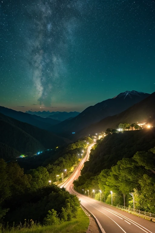 Mountain、green、night