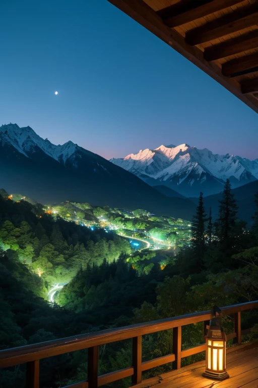 Mountain、green、night