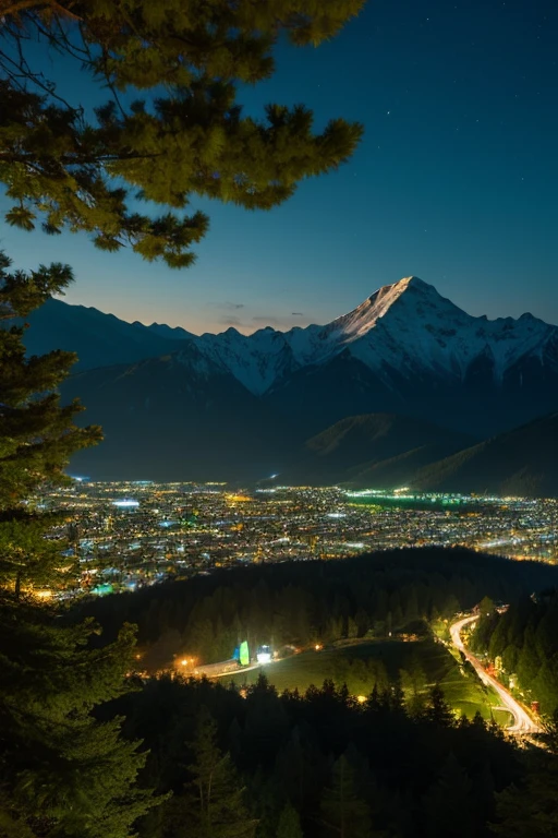 Mountain、green、night