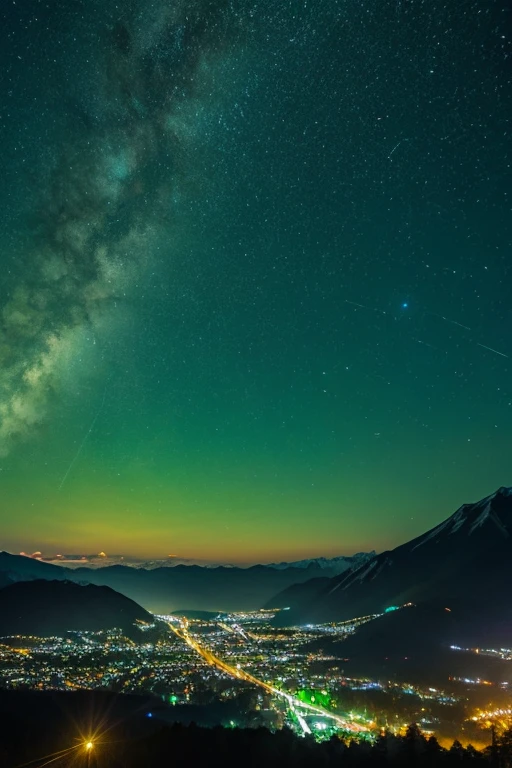 Mountain、green、night