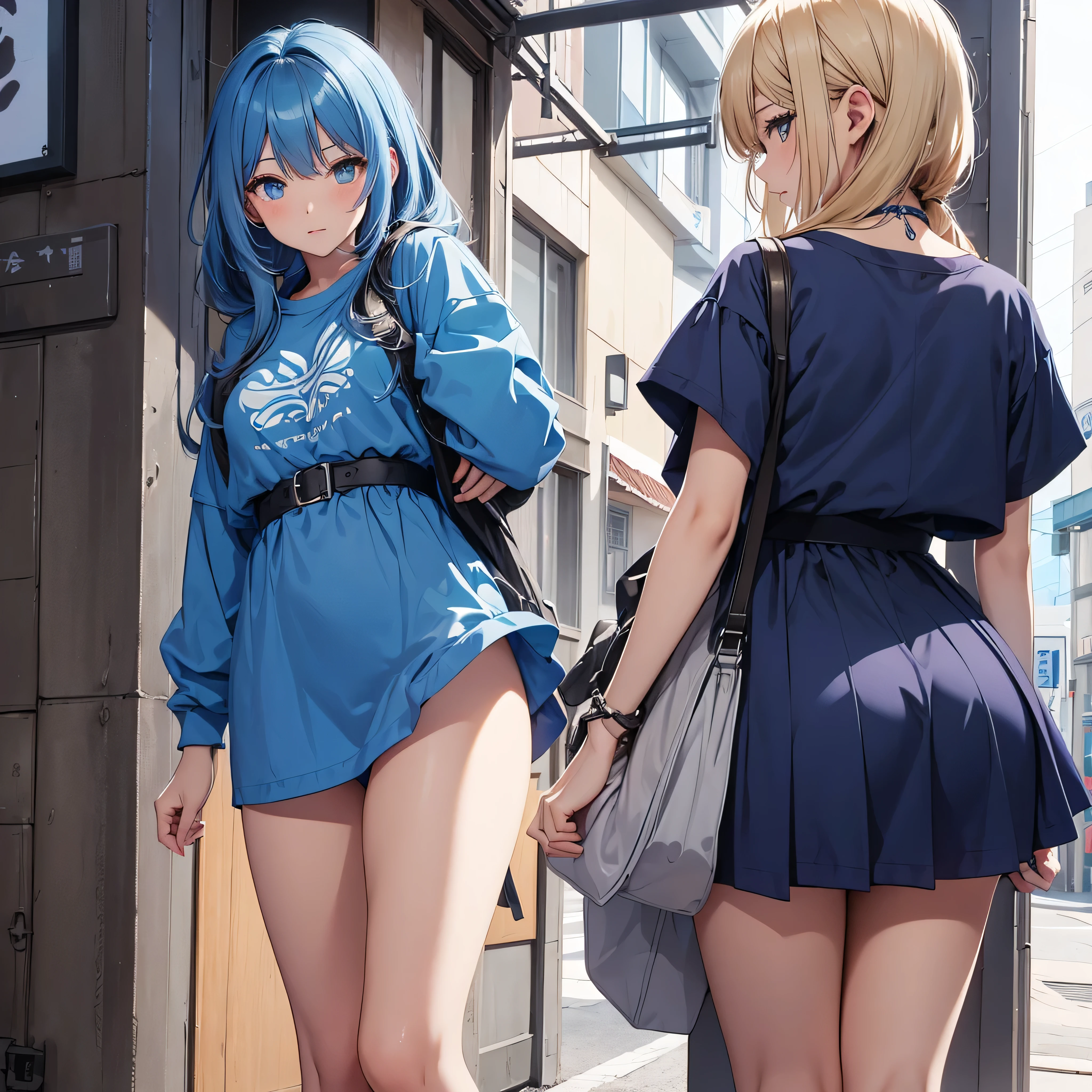 Make an image of a girl , lisa style clothing from genshin impact , blue clothes , revealing slightly.