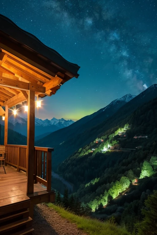 Mountain、green、night