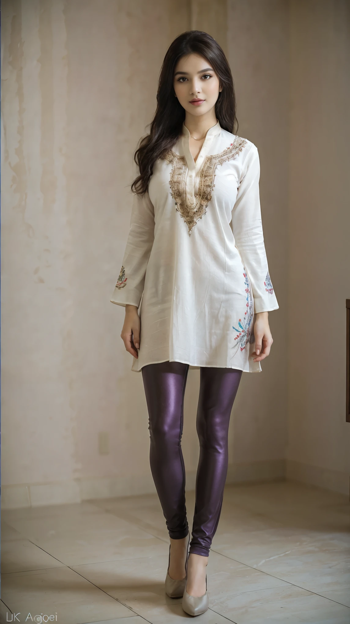 ((photo of 20 year old beautiful girl, beautiful and charming girl)), ,
((((Full body shot:1.5)))), (full body in picture), (full body photo Close-up photo of the shin), (Indian babe), (attention standing posture, separate legs), (looking at viewers, front view shot, from_fronts),
best quality, movie studio lighting, illustration at Very detailed, ultra high resolution, depth of field, caustic, natural shading, masterpiece, hyper realistic, hyper detailed, photorealists, 8K, HDR, High resolution, (1girl), (Blurry background), (Bokeh:1.2), RAW photo, complicated details, extremely detailed, candid picture, candid shots, extreme detailed, colorful, highest detailed, (iconic picture shot, perfect brightness, perfect contrast, perfect colour),
hair is one eye, purple eyes, Golden blonde hair, side bangs, sharp eyeliner, blush eyeshadow with thick eyelashes, lip gloss very delicate and beautiful, round chin, round earrings, sharp eyes, letter choker, (symmetrical eyes), (perfectly symmetrical body),
(pretty face, iconic face), (perky breasts, perfect rounded breasts, attractive breasts, perfect symmetrical breasts), (attractive body figure, perfect body figure, perfect figure, curvy_figure, straight body figure, wide body posture), skin_tight, (thin), smile,
(Fancy High heels),
(beautiful girl in Indian outfits), ,
(((Fancy kurta with skinny sleeve, (fancy flared kurta), fancy kurta, iconic kurta, embroidery kurta, skinny long sleeves, elegant flared kurta), (fancy leggings, beautiful leggings, leggings))),