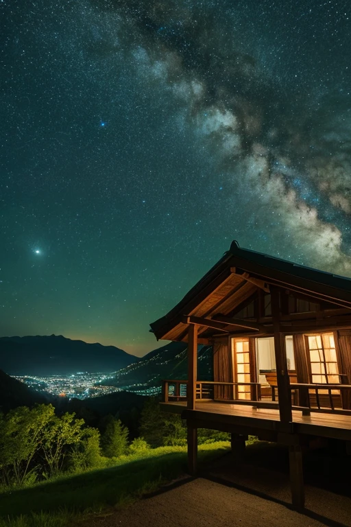 Mountain、green、night