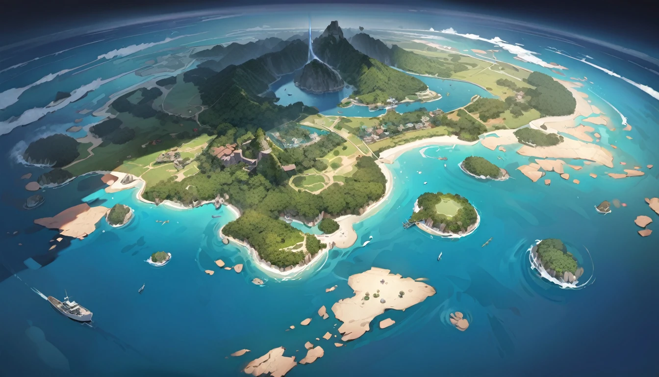 (masterpiece、premium quality、ultra detailed) , Map of an island in the middle of the sea, The massacre island, where people are murdered, death