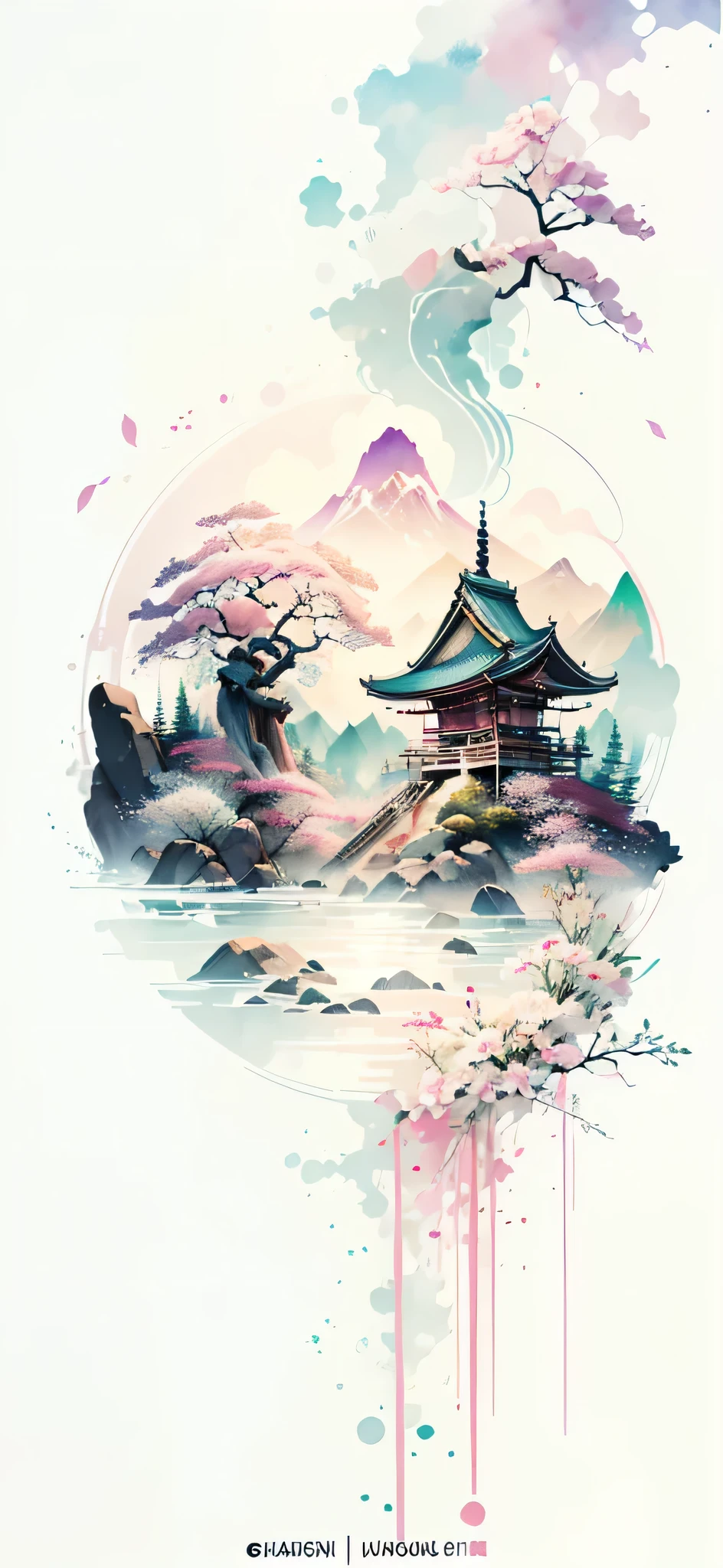(Art by Numbers,Inks and washes:1.2),Nobody, Mountain々, wood, Rivers,Flowers,Cherry Blossom,Purple Flower,Mountain Flowers(Oriental elements, The colors of Japan, Senior Color Matching), (3D sculpture,Rendering with Octane,Volumetric Light,Natural soft light,), (Very delicate:1.2, Losing focus:1.2, Very colorful, Cinema Lighting, clair obscur,Ray Tracing), masterpiece, Super rich,Very detailed,8k, Zurrison_style_wonderful_wall,Based on purple,Paintings with a lot of purple,(((Write Fuji Mountain)))