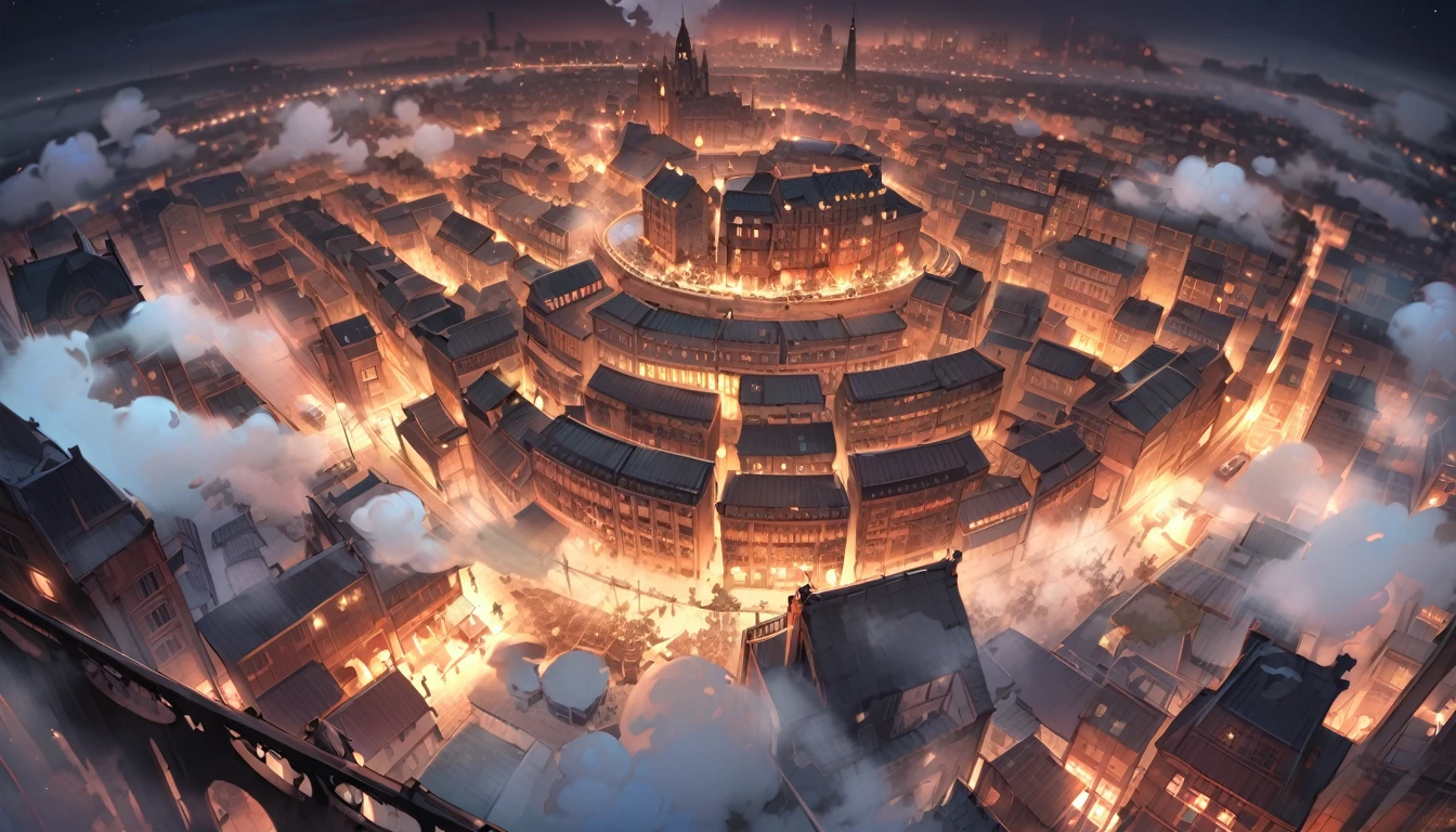 (masterpiece、premium quality、ultra detailed) , at night, Map of city, mysterious, full of fog, plague,massacre, where people are killed, death.