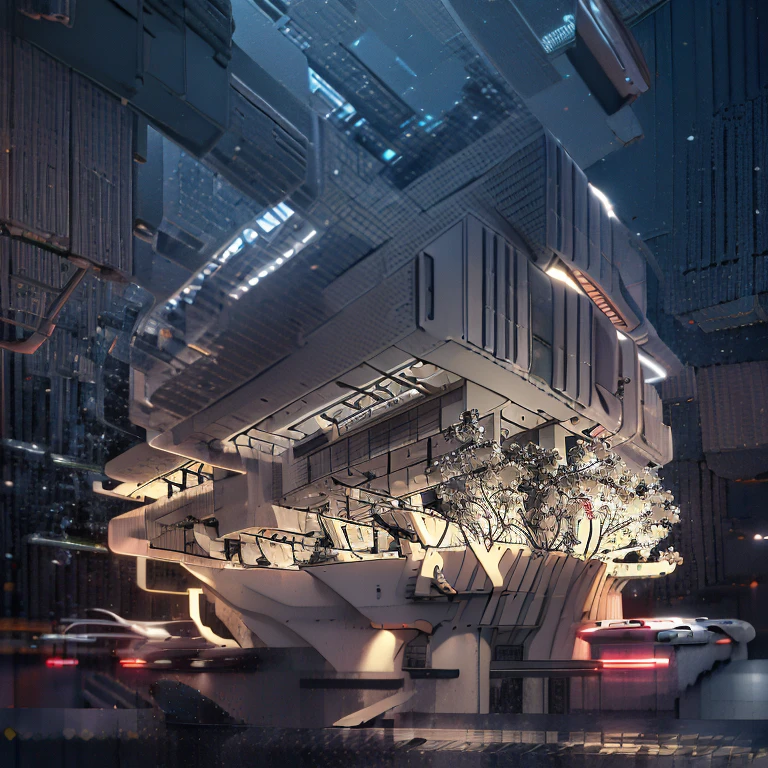 Fantastic city of the future:
"Image of a futuristic city with tall skyscrapers, unusual architecture and flying cars. Night time, neon lights illuminate the streets, robots and people coexist harmoniously."
