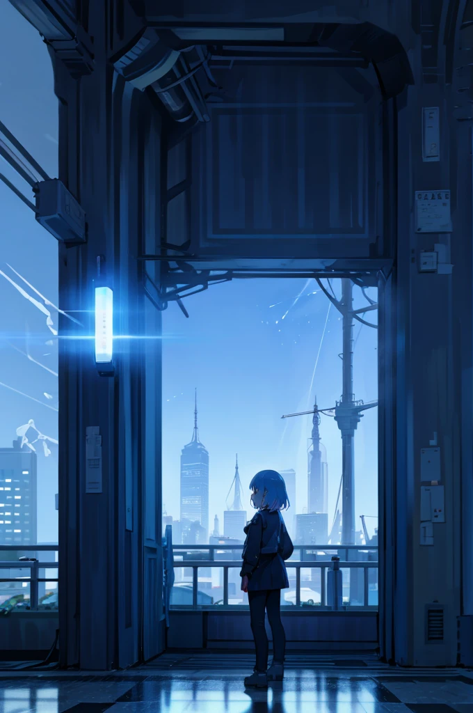 Generate anime-style images with futuristic city backgrounds。Skyscrapers tower over、Neon lights illuminate the city。Paint the sky with pastel colorore shooting stars are falling。There are flying cars and skywalks in the city, and a square in one corner of the city.、There is a lawn and flower beds。Please do not include people Use as many pastel colors as possible.