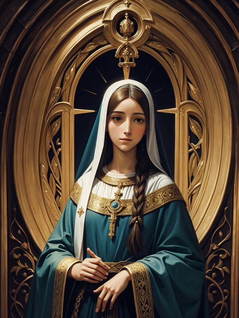 Esoteric painting of the virgin mary, gnosticism,