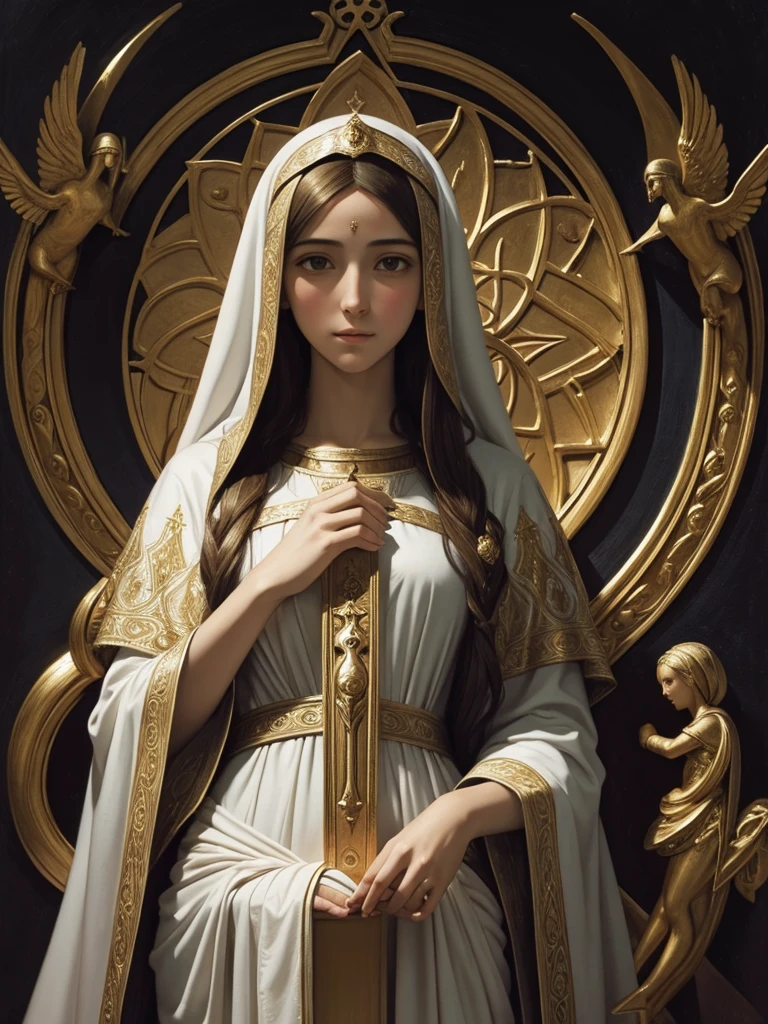 Esoteric painting of the virgin mary, gnosticism,