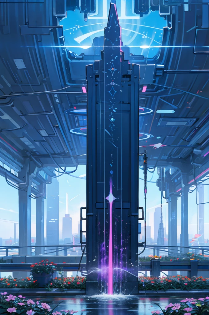 Generates colorful, futuristic background images、people物は絶対に登場させない。The art style is anime、Create a colorful cityscape。A huge square spreads out in the center of the city lined with skyscrapers.、It features colorful flower beds and fountains.。The surrounding area is filled with shining signs and neon lights.、Even at night, it&#39;s as bright as day。The exterior of the building is decorated with boldly colored graffiti.、The whole city is full of life。people々People are busy traveling by car and train.、The city never quiets down。This anime-style cityscape、It depicts a near-future world where futuristic technology and colorful colors come together.。
people物は登場させないでください
