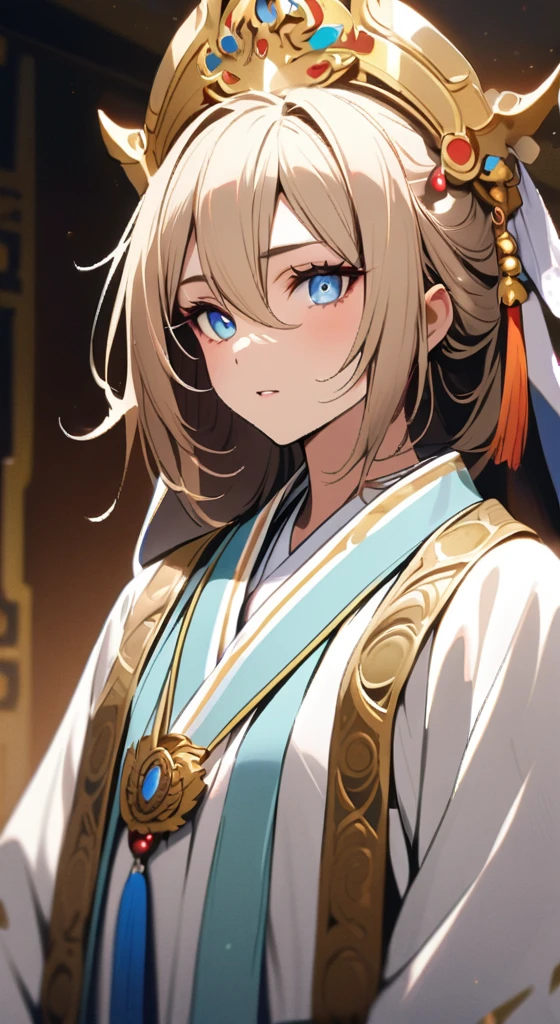 Condescending,Majestic eyes,White Hanfu