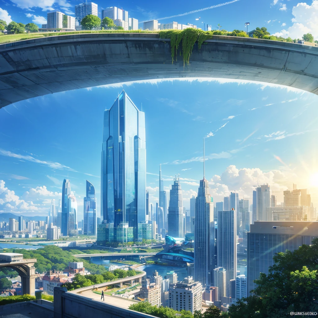 Seaside scenery, Blue sky and clouds、Ultra HD、Ultra-delicate details、(Highest quality,4K,8k,High resolution,masterpiece:1.2),Very detailed,(Realistic,Realistic,Photorealistic:1.37),Future Technology,Huge urban high-tech tablet platform,airship,Floating in the sky,Future City,小さなairshipが周囲に,High-tech hemispherical platform,Colorful lights,High-level architecture,Modern architecture,Access the cloud,Beautiful views,City view,Impressive design,Seamlessly blending with nature,vibrant and lively atmosphere,Future Transportation Systems,No Parking,Transparent path,Lush greenery,Sky Garden,waterfall,Spectacular Skyline,Reflection on the surface of the water,Shining River,Architectural Innovation,Futuristic skyscrapers,Transparent Dome,The building has an unusual shape,Elevated walkway,Impressive Skyline,Glowing lights,Future Technology,minimalist design,Scenic spots,panoramic,tower that pierces the clouds,Vibrant colors,Spectacular sunrise,Spectacular sunset,Dazzling light display,Magical atmosphere,Future City,Urban Utopia,Luxury Lifestyle,Innovative Energy,Sustainable Development,Smart City Technology,Advanced Infrastructure,Quiet atmosphere,Nature and technology coexist in harmony,Great cityscape,Unprecedented urban planning,Architecture seamlessly connects with nature,,A marvel of cutting-edge engineering,The future of urban living,A visionary architectural concept,Energy-efficient buildings,Harmony with the environment,A city floating above the clouds,Utopian dreams become reality,The possibilities are endless,Cutting-edge transportation network,Green Energy Integration,Innovative Materials,Impressive holographic display,Advanced Communication Systems,Breathtaking aerial views,Quiet and peaceful environment,Modernist aesthetics