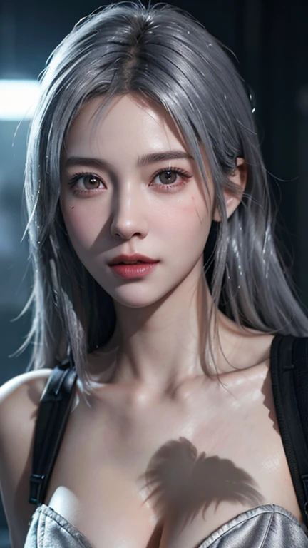 Highest quality、8k傑作、Ultra-high resolution、(Photorealistic:1.3)、RAW Photos、1 girl、Silvery white hair、Glowing Skin、1. Super-beautiful Cyberpunk Soldiers、((Ultra-Realistic Details))、Portrait、Global Illumination、Shadow、Octane Rendering、8k、Super sharp、Beautiful breasts、born ...