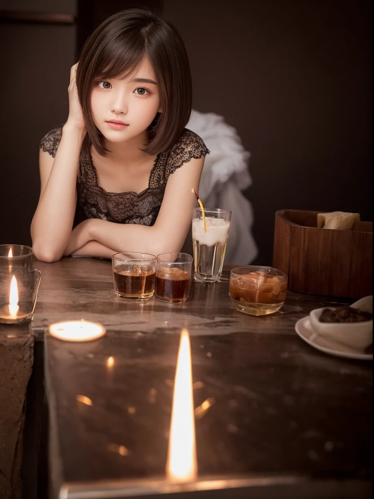 16-year-old beautiful girl with bob cut hair