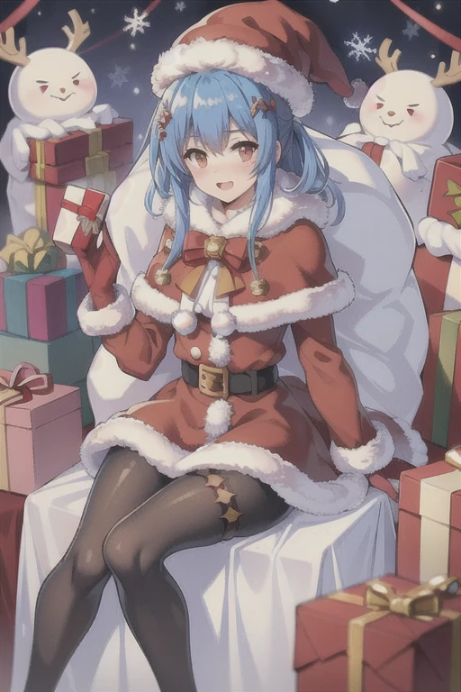 prinz eugen \(warship girls r\),((masterpiece)),(((best quality))),((ultra-detailed)),((illustration)),((disheveled hair)),((frills)),(1 girl),(solo),6+girls, ahoge, alternate costume, animal costume, antlers, bangs, bell, black hair, black legwear, blonde hair, blue hair, blush, bow, box, brown hair, candy cane, character doll, chibi, chimney, christmas, christmas lights, christmas ornaments, christmas tree, closed mouth, coat, damaged, eyebrows visible through hair, eyewear on head, fake facial hair, fake mustache, fur-trimmed cape, fur-trimmed cloak, fur-trimmed coat, fur-trimmed dress, fur-trimmed gloves, fur-trimmed headwear, fur-trimmed jacket, fur-trimmed legwear, fur hat, fur trim, gift, gift box, gloves, gun, hair between eyes, hair ornament, hat, holding, holding gift, holly, jingle bell, long hair, looking at viewer, merry christmas, minigirl, multicolored hair, multiple girls, neck bell, o o, official alternate costume, open mouth, pantyhose, pom pom \(clothes\), red coat, red headwear, reindeer, reindeer antlers, reindeer costume, sack, santa bikini, santa boots, santa costume, santa dress, santa hat, short hair, sidelocks, silver hair, sitting, sleeping, smile, snowman, star \(symbol\), streaked hai