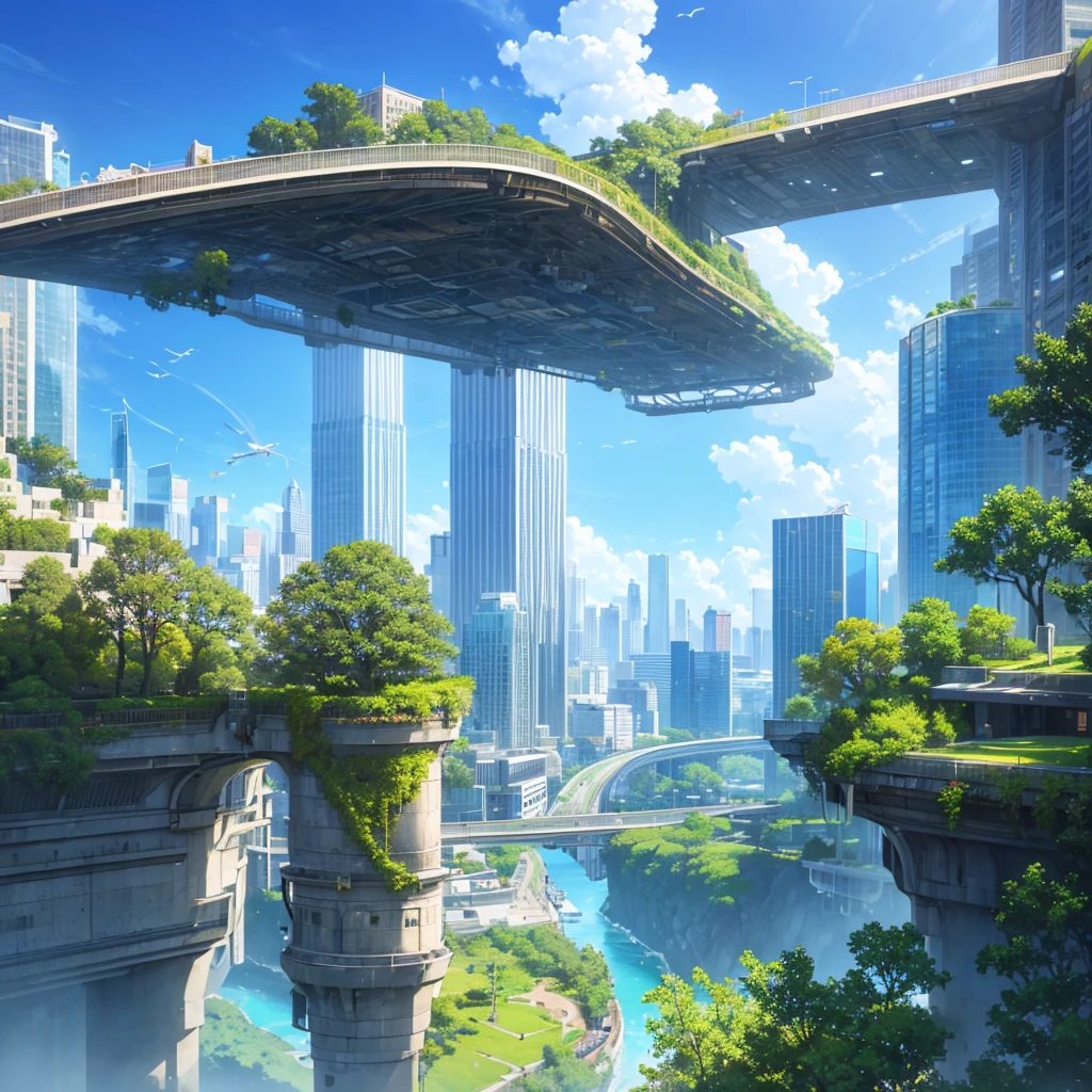 Seaside scenery, Blue sky and clouds、Ultra HD、Ultra-delicate details、(Highest quality,4K,8k,High resolution,masterpiece:1.2),Very detailed,(Realistic,Realistic,Photorealistic:1.37),Future Technology,Huge urban high-tech tablet platform,airship,Floating in the sky,Future City,小さなairshipが周囲に,High-tech hemispherical platform,Colorful lights,High-level architecture,Modern architecture,Access the cloud,Beautiful views,City view,Impressive design,Future Transportation Systems,No Parking,Transparent path,Lush greenery,waterfall,Spectacular Skyline,Reflection on the surface of the water,Shining River,Architectural Innovation,Futuristic skyscrapers,Transparent Dome,The building has an unusual shape,Elevated walkway,Impressive Skyline,Glowing lights,Future Technology,minimalist design,Scenic spots,panoramic,tower that pierces the clouds,Vibrant colors,Spectacular sunrise,Spectacular sunset,Dazzling light display,Magical atmosphere,Future City,Urban Utopia,Luxury Lifestyle,Innovative Energy,Sustainable Development,Smart City Technology,Advanced Infrastructure,Quiet atmosphere,Nature and technology coexist in harmony,Great cityscape,Unprecedented urban planning,Architecture seamlessly connects with nature,,A marvel of cutting-edge engineering,The future of urban living,A visionary architectural concept,Energy-efficient buildings,Harmony with the environment,A city floating above the clouds,Utopian dreams become reality,The possibilities are endless,Cutting-edge transportation network,Green Energy Integration,Innovative Materials,Impressive holographic display,Advanced Communication Systems,Breathtaking aerial views,Quiet and peaceful environment,Modernist aesthetics