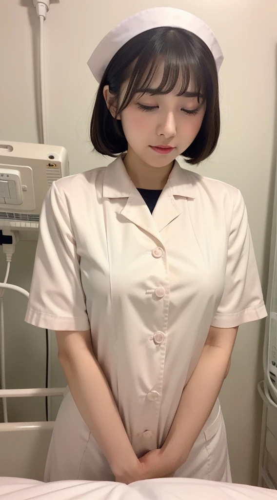 In a hospital bed,Pure white nurse uniform,close your eyes,Huge ,Very excited,Suffocate,I can not breathe,Climax,Climax,Almost gone,Take out,Blush Lash,trembling,I can not stand it,With bangs