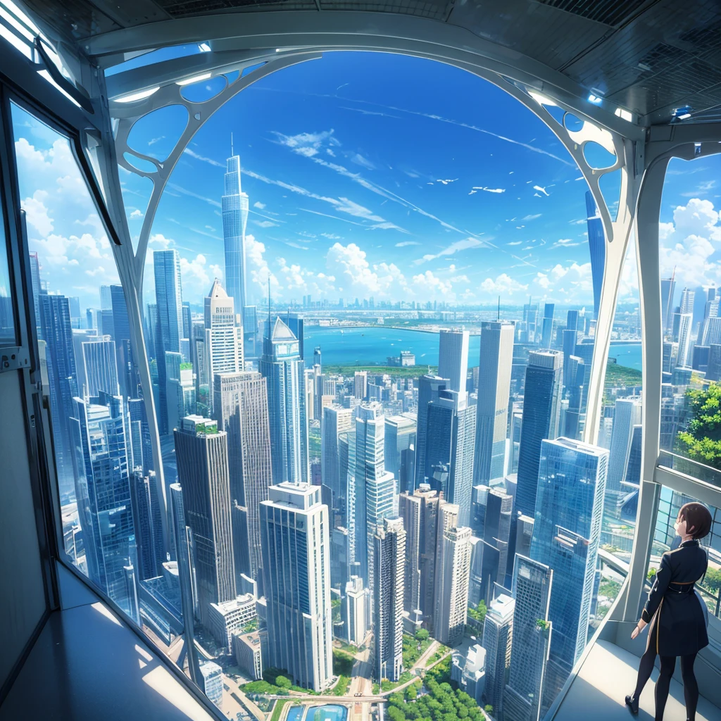 Seaside scenery, Blue sky and clouds、Ultra HD、Ultra-delicate details、(Highest quality,4K,8k,High resolution,masterpiece:1.2),Very detailed,(Realistic,Realistic,Photorealistic:1.37),Future Technology,Huge urban high-tech tablet platform,airship,Floating in the sky,Future City,小さなairshipが周囲に,High-tech hemispherical platform,Colorful lights,High-level architecture,Modern architecture,Access the cloud,Beautiful views,City view,Impressive design,Future Transportation Systems,No Parking,Transparent path,Lush greenery,waterfall,Spectacular Skyline,Reflection on the surface of the water,Shining River,Architectural Innovation,Futuristic skyscrapers,Transparent Dome,Glowing lights,Future Technology,minimalist design,Scenic spots,panoramic,tower that pierces the clouds,Vibrant colors,Spectacular sunrise,Spectacular sunset,Dazzling light display,Magical atmosphere,Future City,Urban Utopia,Luxury Lifestyle,Innovative Energy,Sustainable Development,Smart City Technology,Advanced Infrastructure,Quiet atmosphere,Nature and technology coexist in harmony,Great cityscape,Unprecedented urban planning,Architecture seamlessly connects with nature,,A marvel of cutting-edge engineering,The future of urban living,A visionary architectural concept,Energy-efficient buildings,Harmony with the environment,A city floating above the clouds,Utopian dreams become reality,The possibilities are endless,Cutting-edge transportation network,Green Energy Integration,Innovative Materials,Impressive holographic display,Advanced Communication Systems,Breathtaking aerial views,Quiet and peaceful environment,Modernist aesthetics