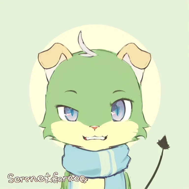 There is a cartoon cat with horns and a scarf, No PFP, furaffinity Ferson, Ferson!!!!, Ferson art, frown, [[[[Smiling]]]], inspired go through Kanbun Master, go through :5. Sexy: 7, Anthropomorphic cat, ((Zerat)), Bitter smile