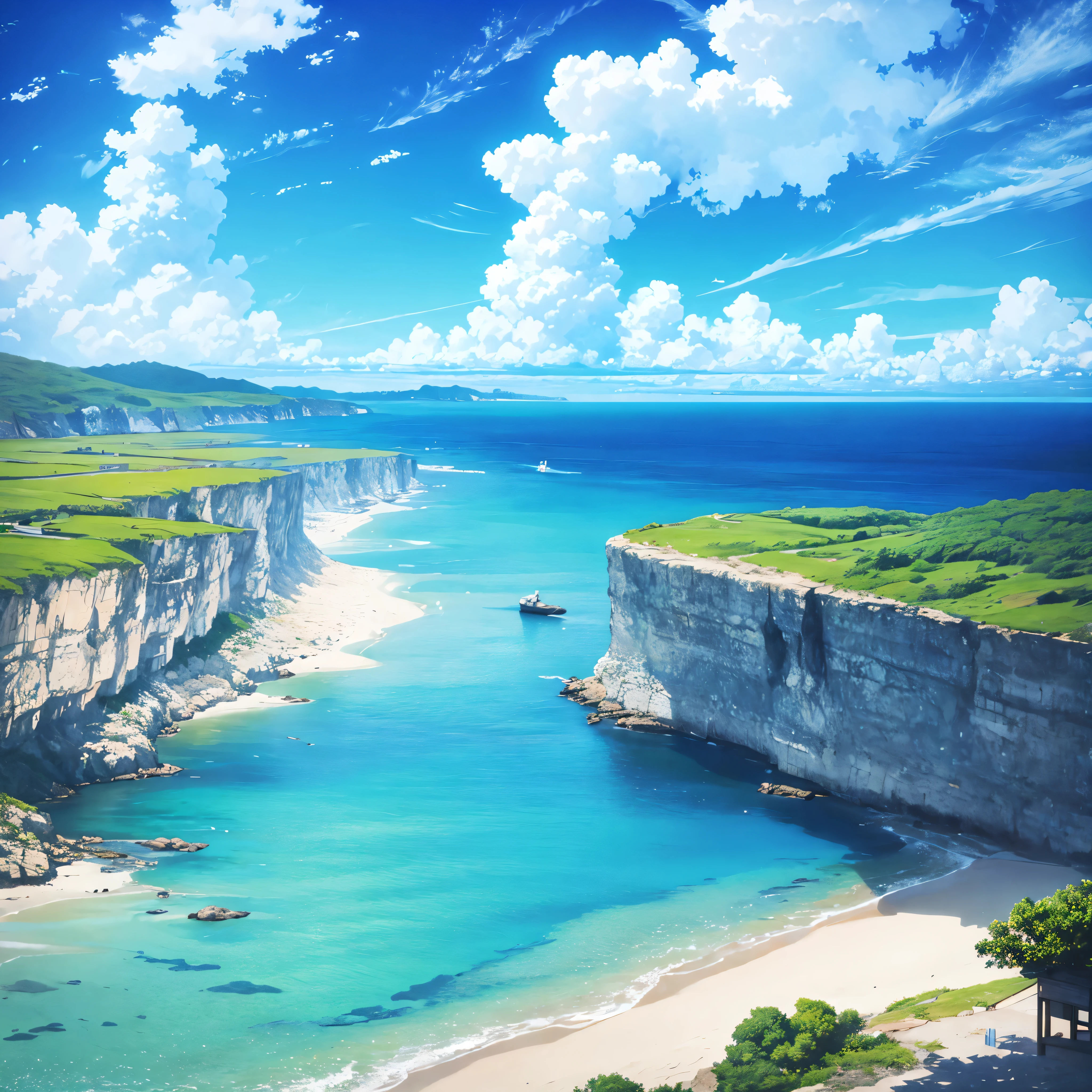 Seaside scenery, Blue sky and clouds、Ultra HD、Ultra-delicate details