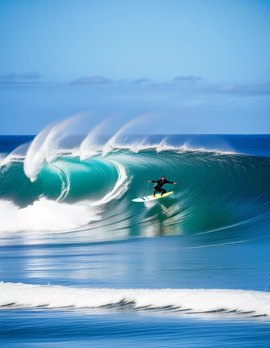 score_9、score_8_top、score_7_top、score_6_top、score_5_top、score_4_top、surfer、Young and beautiful woman、Stylish wetsuits、Stand on a surfboard and balance while riding a big wave、Passing through the wave pipeline、
