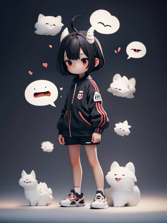 Young Girl,,Mini character,Red eyes,Black Hair,Dark atmosphere,Deformed character,Horns growing,Ahoge,Short Hair,Short Hair,Very Short Hair,slender,Slender,Watching the audience,Facing the screen,Standing with your legs apart,Even the toes are visible,Even the toes are visible,naked,全naked,Muscle Exposure,nude
