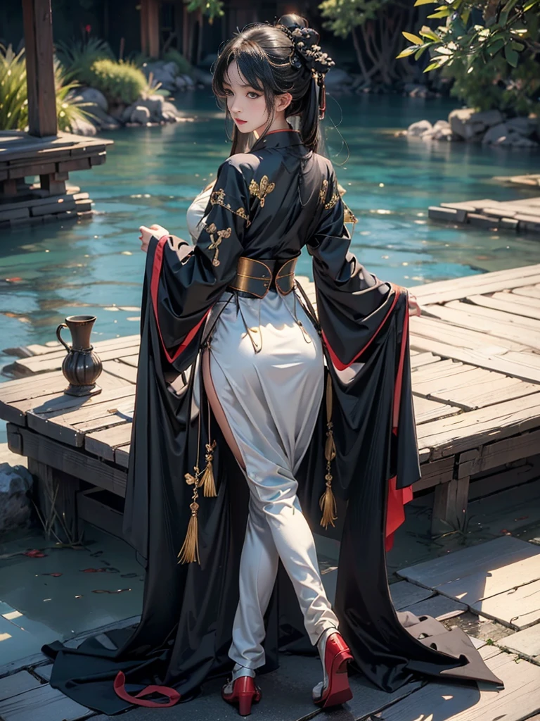 ((best quality)),((excellent quality, 8K, master piece: 1.5)), The pubic area is clear: 1.4, perfect body beauty: 1.4,  sexy hanfu clothes，sexy hanfu clothes，I can see your pants，gray hair，wet skin, sleeping in bed，back stance，pointed ass，round butt，pointed ass，Raise your ass，film texture，