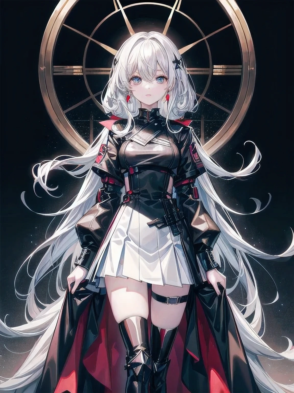 Wear latex clothing、Anime girl holding a cigarette, Attractive anime girl, Anime girl in black dress, Devil anime girl, Anime cute art style, Best Anime 4K Konachan Wallpapers, Zerochan art, White-haired deity, Hajime Yatate, Black shiny armor, Anime Goddess, gapmoe yandere grimdark, Black, Night Core