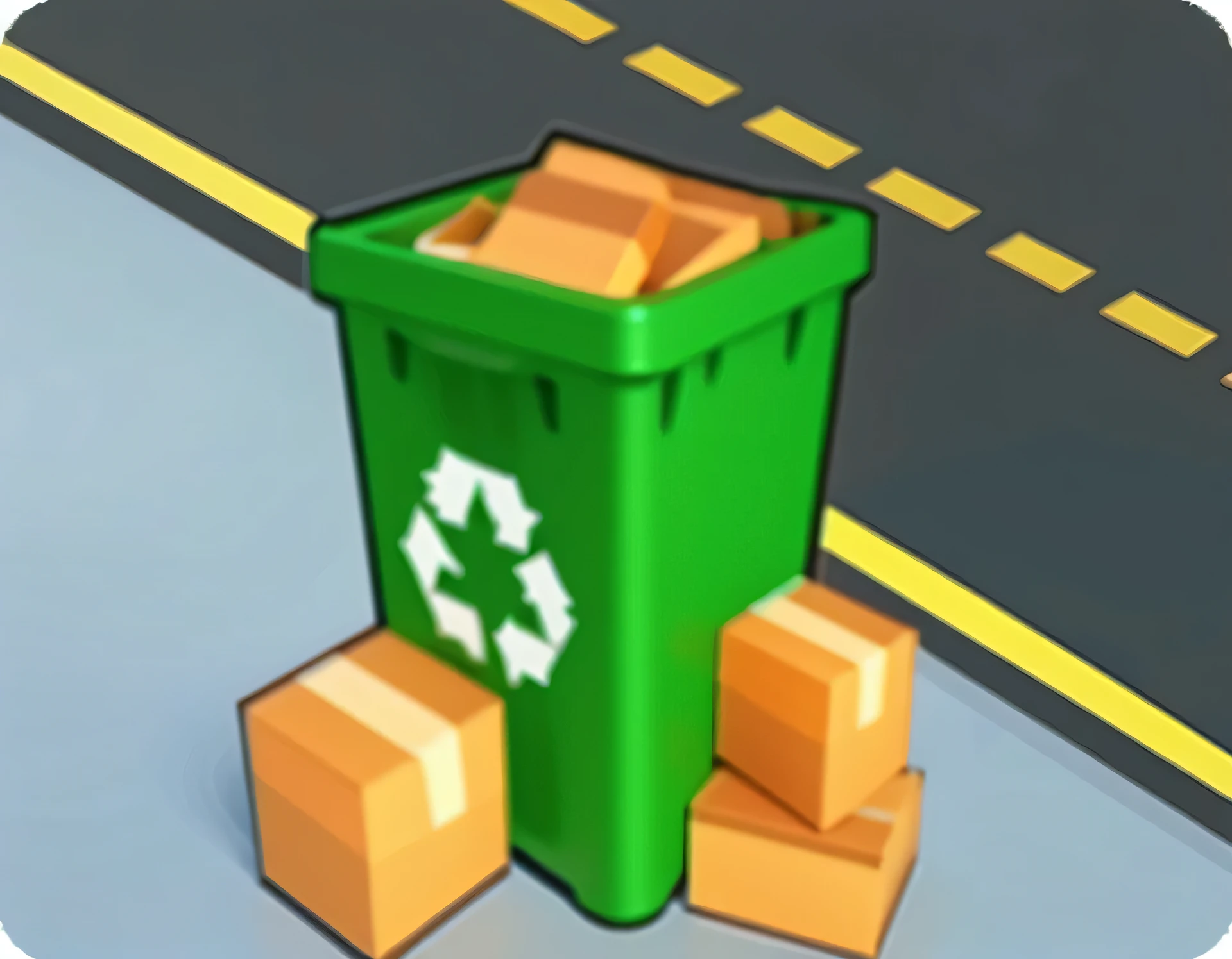 garbage can,3d,Carton,best quality,game,road,8k