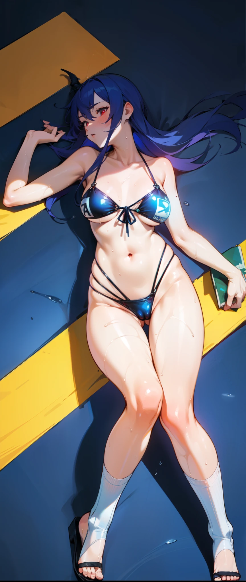 ((Highest quality)), ((masterpiece)), ((detailed)),((Browsing Caution)) floor of rubber Water Cushion {{nsfw}} Sujiman Tight Transparent underwear (Black Dragon's Black Penis)Dragon with girl Crossing legs
(Transparent Swimwear) (Transparent knee-high socks) Transparent towel blue hair,Red Eye,Long Hair Black sandals
(Hot and glowing skin) Wet