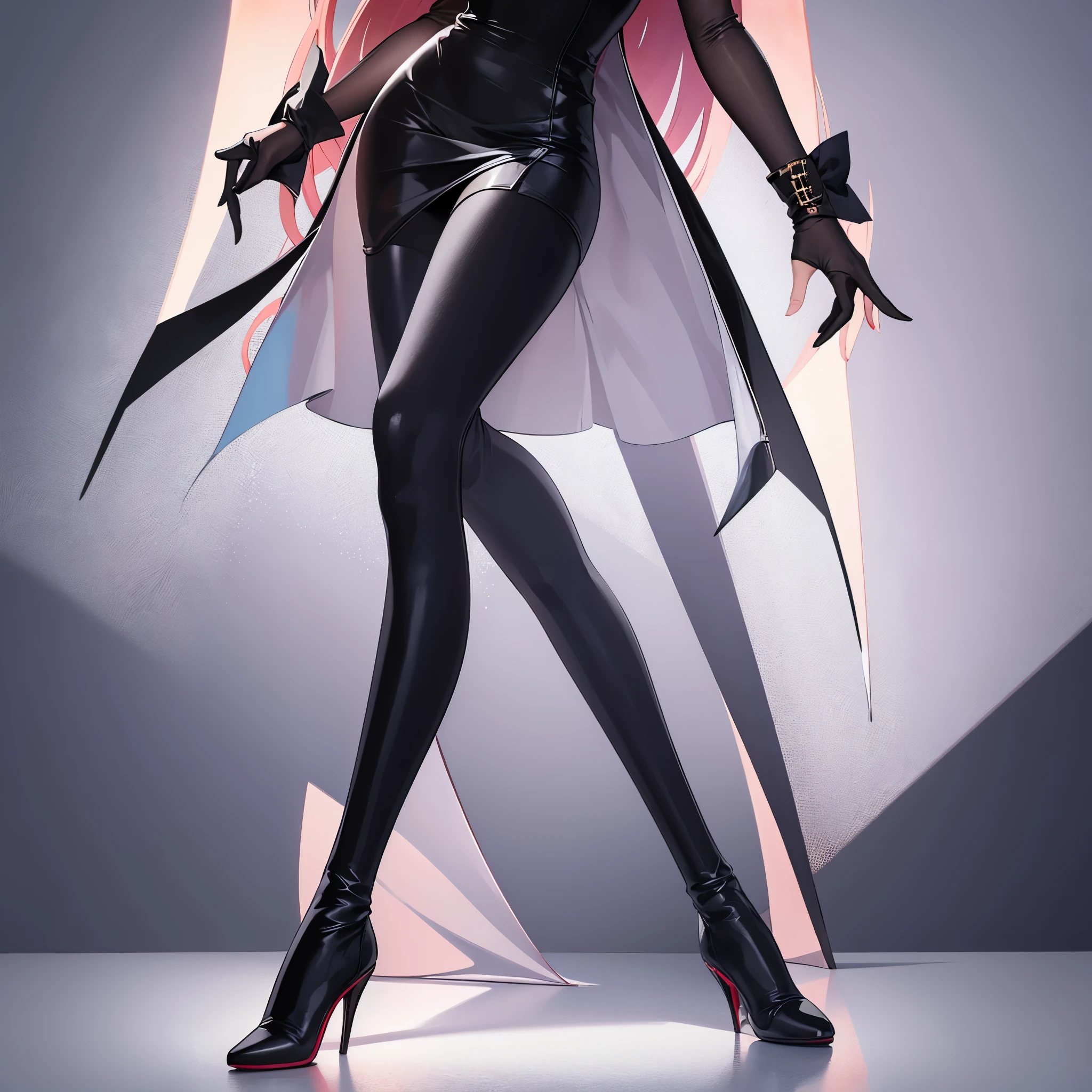 Wearing stiletto-heeled over-the-knee boots:1.1, a beautiful girl, has a pair of long legs , having normal legs, dancing legs, only lower body, best quality, leggings, foot close up view only
