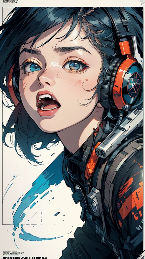 (((masterpiece, highest quality))),(((solo:1.2))),(((1girl:1.2))),32k wallpaper, very detailed, poster, vintage science fiction,(((((geometric cinematic movie poster))))), ((bauhaus)),(shape),(((abstract))),(mid century modern),(((((portfolio))))),(((((Close-up))))),(((((bust up))))),((((more various angle)))),((((highlight)))),((((heterochromia)))),(((complete. detailed face))),((((Extremely talented)))),(((((most complecated futristic machine))))),(Colorful color scheme),(((detailed unlimited complete equipment : headphone like a rail gun))),(((((Absolutely simple background))))),(((Texture for people : grunge))),(((((open mouth amazing wide))))),(((((SCREAM))))),((((rage,fuly))))