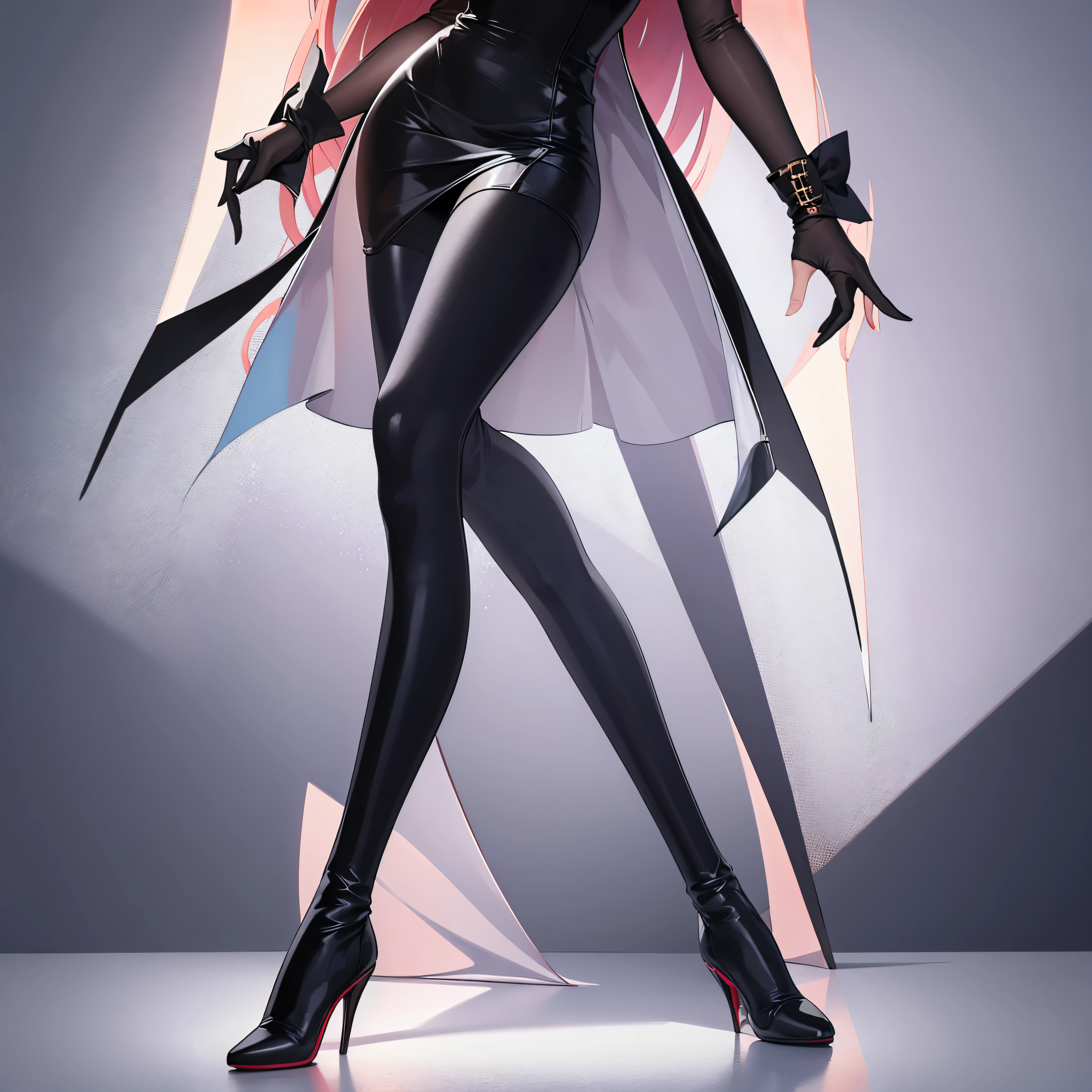 Wearing stiletto-heeled over-the-knee boots:1.1, a beautiful girl, has a pair of long legs , having normal legs, dancing legs, only lower body, best quality, leggings, foot close up view only