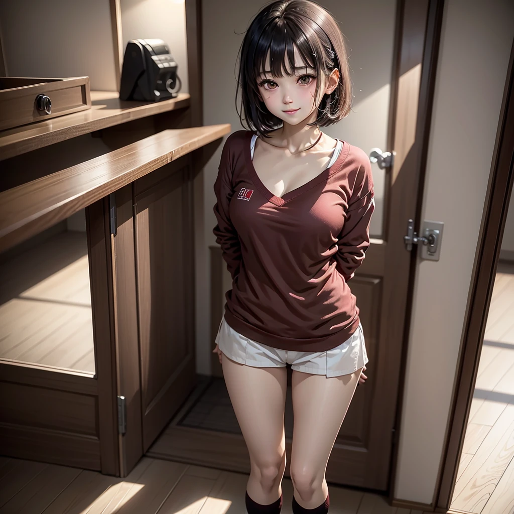 (((1 person:2.0)))),(((NSFW:1.5))),((Nude:1.6)))(((1 person:2.0))),(((naked:1.2))),(((Wear a belt:1.2))),((Put the watch on your wrist:1.2))),(((Showing cleavage))),(((Exposed thin inner thighs))),(((Small breasts:1.5))),(((nakedの腕))),(((Straight hair))),((Blushed:1.3)), Beautiful detailed girl, Very detailed目と顔, finelyてBeautiful Eyes, Very detailed, High resolution, Highest quality, masterpiece, Very detailed, 8k wallpaper, wonderful, finely, Highest quality,(Wooden wall facade:1.2),(It&#39;s dark inside:1.0),Beautiful Eyes,((Engage your audience:1.2)),,Above the knee shot,((Are standing:1.2)),(((Eyes crossed:1.2))),(((Open your mouth:0.7)))
