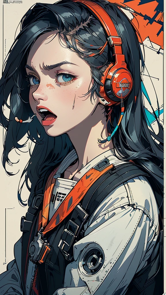 (((masterpiece, highest quality))),(((solo:1.2))),(((1girl:1.2))),32k wallpaper, very detailed, poster, vintage science fiction,(((((geometric cinematic movie poster))))), ((bauhaus)),(shape),(((abstract))),(mid century modern),(((((portfolio))))),(((((Close-up))))),(((((bust up))))),((((more various angle)))),((((highlight)))),((((heterochromia)))),(((complete. detailed face))),((((Extremely talented)))),(((((most complecated futristic machine))))),(Colorful color scheme),(((detailed unlimited complete equipment : headphone like a rail gun))),(((((Absolutely simple background))))),(((Texture for people : grunge))),(((((open mouth amazing wide))))),(((((SCREAM))))),((((rage,fuly))))