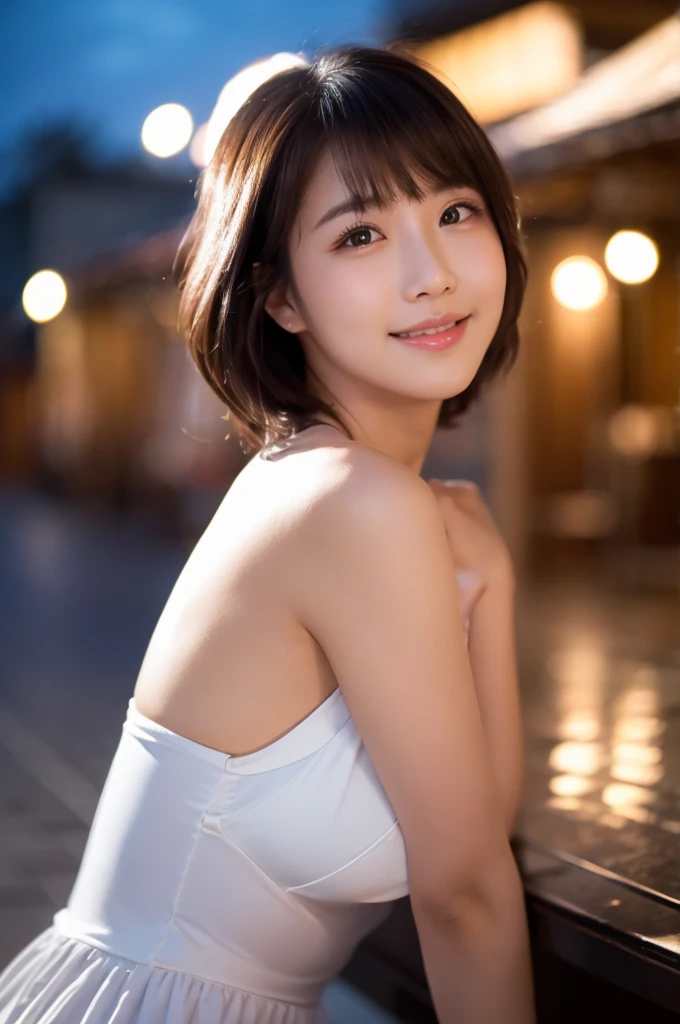 (8k, RAW photo, best quality, masterpiece:1.2), (realistic, photo-realistic:1.37), ultra-detailed,
1 girl,cute, solo,beautiful detailed sky,detailed cafe,night,sitting,dating,(nose blush),(smile:1.1),(closed mouth),large breasts, seductive smile, large aparture, professional lighting, Sony A7R4, Zessie 50mm F1.8,,fold your arms behind head:1.5,mole under eye:1.2