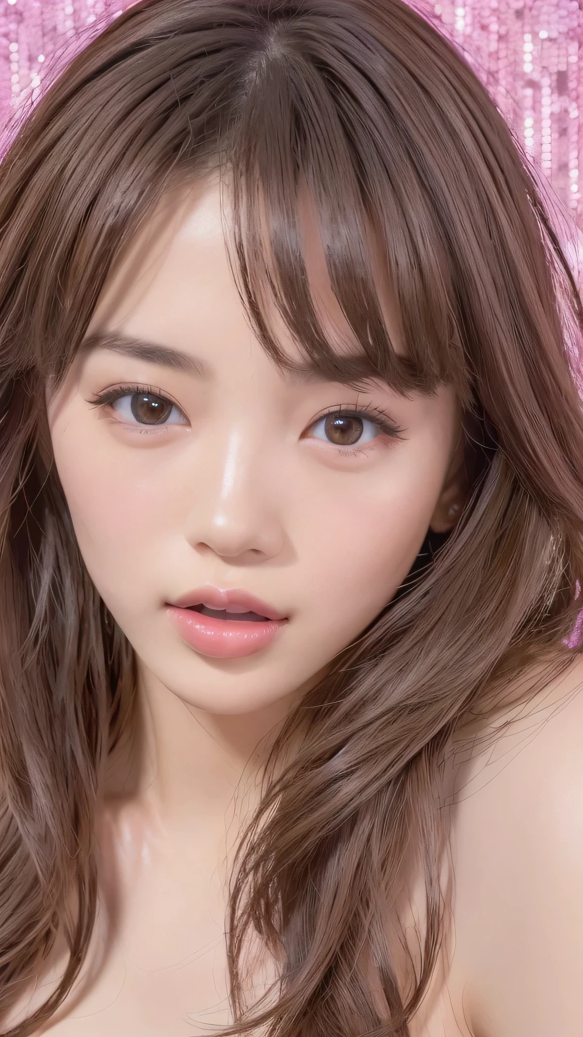 ((NSFW)), beautiful girl, ((fellatio with man)), ((inserting big penis into mouth)), ((half closed eyes)), ((brown eyes)), (18 year old age girl), light brown hair color, ((big tits)), lips, realistic, ((skinny body)), charming, pink lipstick, colorful makeup, long eyelashes, wearing eyeliner, fair skin, (cute), (detailed face), detailed eyes, detailed iris, complete naked,