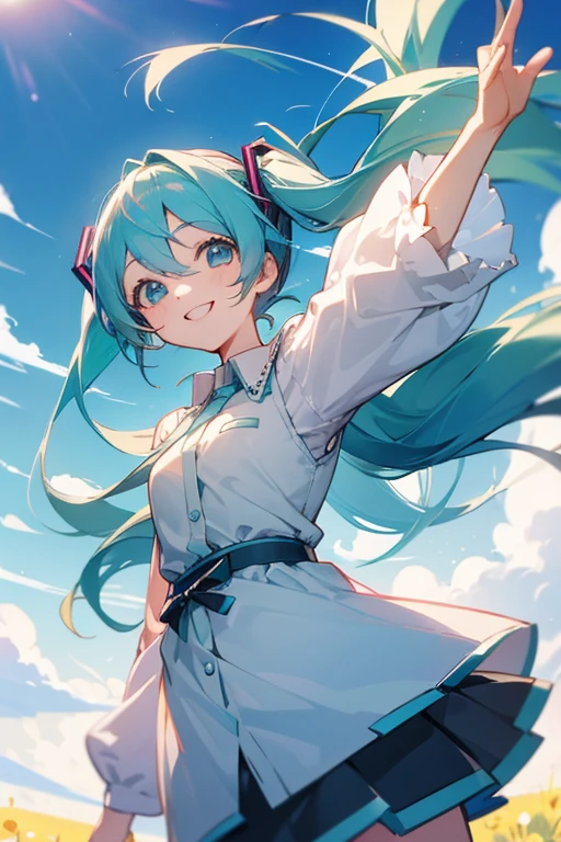 hatsune miku、cute、smile、up