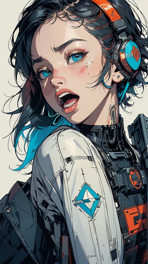 (((masterpiece, highest quality))),(((solo:1.2))),(((1girl:1.2))),32k wallpaper, very detailed, poster, vintage science fiction,(((((geometric cinematic movie poster))))), ((bauhaus)),(shape),(((abstract))),(mid century modern),(((((portfolio))))),(((((Close-up))))),(((((bust up))))),((((more various angle)))),((((highlight)))),((((heterochromia)))),(((complete. detailed face))),((((Extremely talented)))),(((((most complecated futristic machine))))),(Colorful color scheme),(((detailed unlimited complete equipment : headphone like a rail gun))),(((((Absolutely simple background))))),(((Texture for people : grunge))),(((Cheek resting on hand))),((Rest on your chin))),(((((open mouth amazing wide))))),(((((SCREAM)))))