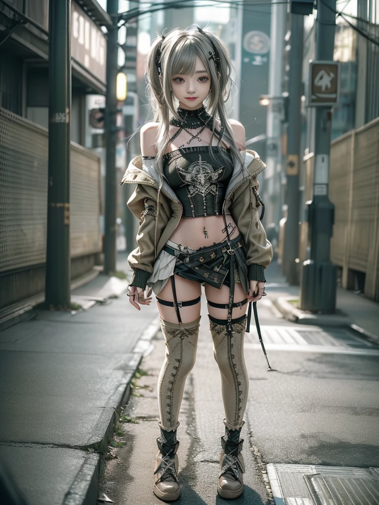 (4 girls, 4 girls:1.5)、(Full Body View:1.2)、(Smiling with teeth showing:1.3),(Shibuya Gal:1.5)、(Beautiful gravure model:1.5)、(Neo-goth fashion:1.5)、(Punk RockVisual Kei:1.5)、(An off-the-shoulder hoodie in olive and beige colors, adorned with delicate silver accessories.:1.5)、(Beige and white corset with delicate design:1.4)、(Olive and white snakeskin bodysuit:1.5)、(head band:1.3)、(Beige and olive knee socks:1.4)、Embellished collar and long boots、(I&#39;m selling snake print underwear.:1.4)、(Long eyelashes:1.3)、(20-year-old)、((Highest quality、8k、masterpiece:1.3))、Slim and beautiful abs:1.3、(hairstyle casual、Beautiful boobs:1.1)、(Doing an aerobics pose:1.3)、dress:1.1、Super small face、Narrow eyes、double eyelid、A sloppy smile、Esbian all over body、Dynamic Angle、Close-up、CPL Filter、Blurred Background、Bokeh、Blue Hour、Detailed face and skin texture、Detailed eyes、,(Twin tails:1.3)、(Black brown hair:1.3)、Gravure idol、(The four of them make cute poses together:1.3)、(The background is a bright and glamorous fashion show stage.:1.3)、(Make your legs thinner:1.4)、(Slim Body:1.3)、(clavicle:1.1)

