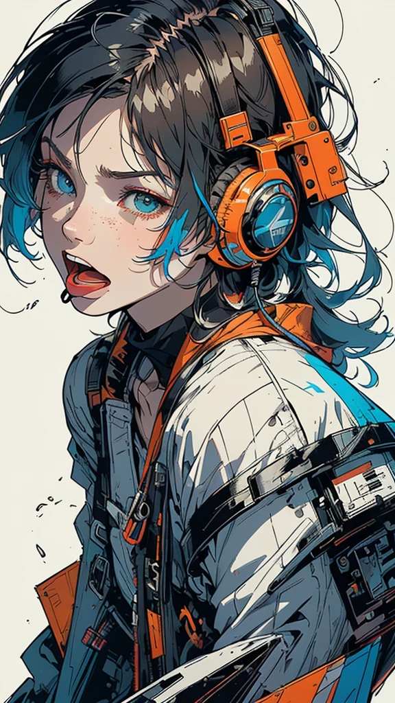 (((masterpiece, highest quality))),(((solo:1.2))),(((1girl:1.2))),32k wallpaper, very detailed, poster, vintage science fiction,(((((geometric cinematic movie poster))))), ((bauhaus)),(shape),(((abstract))),(mid century modern),(((((portfolio))))),(((((Close-up))))),(((((bust up))))),((((more various angle)))),((((highlight)))),((((heterochromia)))),(((complete. detailed face))),((((Extremely talented)))),(((((most complecated futristic machine))))),(Colorful color scheme),(((detailed unlimited complete equipment : headphone like a rail gun))),(((((Absolutely simple background))))),(((Texture for people : grunge))),(((((open mouth amazing wide))))),(((((SCREAM)))))