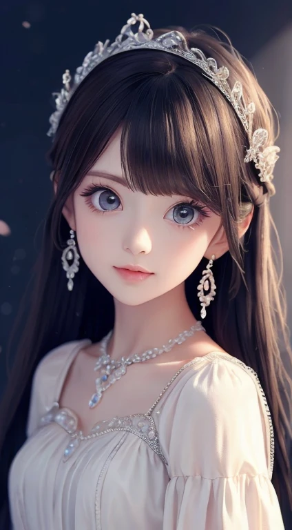 最high quality, masterpiece, High resolution, One girl, Porcelain Dress, hair accessory, necklace, jewelry, Beautiful Face, On the body, Tyndall effect, Realistic, Dark studio, Edge lighting, Two-tone lighting, (Skin with attention to detail: 1.2), 8k UHD, Digital SLR, Soft Light, high quality, Volumetric Light, Frank, photograph, High resolution, 4K, 8k, Background Blur,Beautiful big eyes、Charm、Luxury Dresses,high quality、Ultra delicate、8k、Princess dress preparation 
