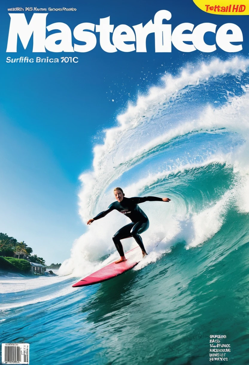 magazine cover(masterpiece, best quality:1.2),Surfing(8K)(HD)