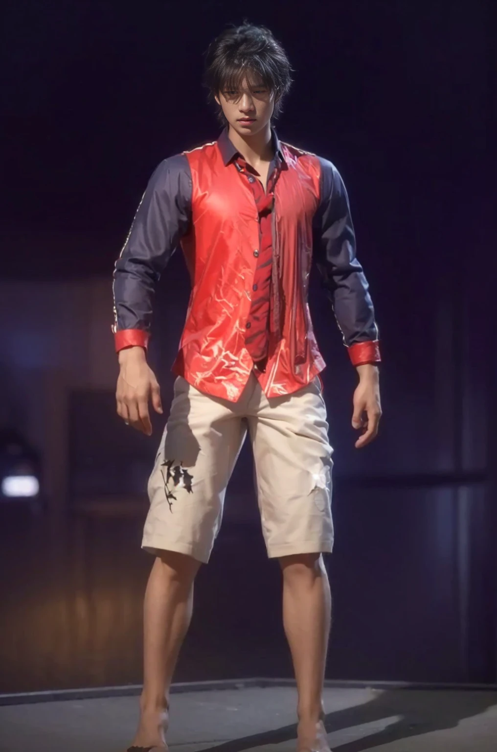 ((BEST quality, 8k, Masterpiece:1.3)), up per body,, Sharp focus:1.2, Beautiful man with perfect figure, higly detailed facial and skin teksture, Detail eyes, double eyelids,interior view, perpfect lightning.